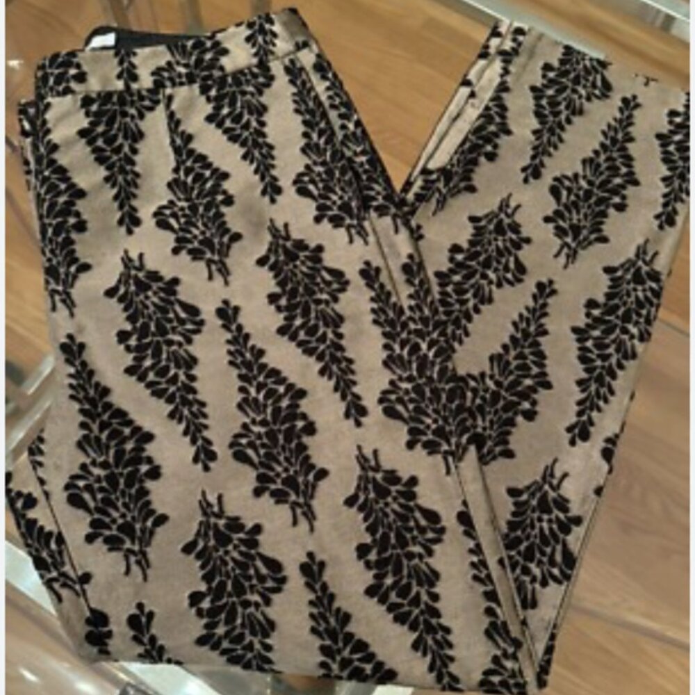 BODEN Holiday Pants Jacquard Metallic Gold Black Women's Size 4 High Waisted